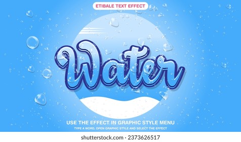 Efecto de texto de agua estilo de texto azul y líquido editable