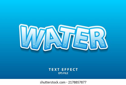 Water Text Effect Template With Bold Font Concept Use For Business Brand And Logo. Vector Illustration