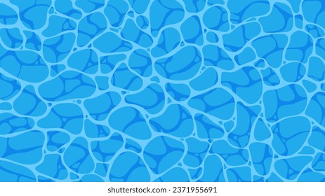 Water texture concept. Repeating design element for printing on fabric. Aqua and liquid. Swimming pool and sea or ocean. Wallpaper or background, poster. Cartoon flat vector illustration