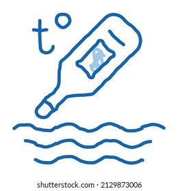 water thermometer sketch icon vector. Hand drawn blue doodle line art water thermometer sign. isolated symbol illustration
