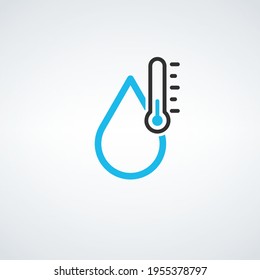 Wasserthermometer, Temperatur, Messgerät für heiße und kalte Flüssigkeitstemperaturen, Meteorologie. Stock-Vektorgrafik einzeln