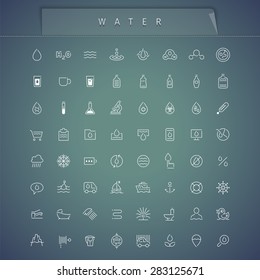 Water Thin Icons Set