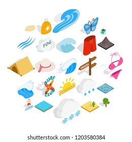 Water things icons set. Isometric set of 25 water things vector icons for web isolated on white background