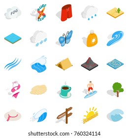 Water things icons set. Isometric set of 25 water things vector icons for web isolated on white background