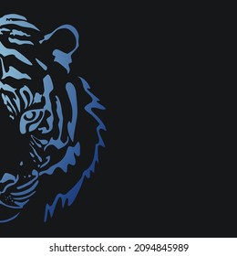 Ilustración vectorial del tigre de agua asiática. Año nuevo chino 2022 y concepto de horóscopo. Logo del vector de gradiente azul