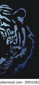 Water tiger Asian symbol vector illustration. Chinese new year 2022 and horoscope concept. Blue gradient vector logo
