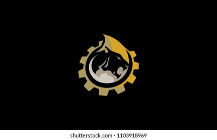 water tiger and gear logo vector