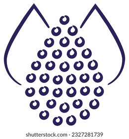 Water Total Dissolved Solids TDS. Liquid drop outline pictogram with round dots inside. Linear vector blue icon hand drawn with a brush, isolated on transparent background