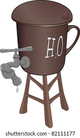 Water tower. Cartoon