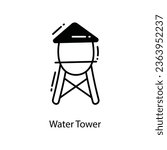 Water Tower doodle Icon Design illustration. Agriculture Symbol on White background EPS 10 File