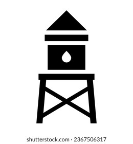 water tower glyph icon illustration vector graphic. Simple element illustration vector graphic, suitable for app, websites, and presentations isolated on white background