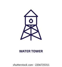 water tower icon from agriculture farming and gardening collection. Thin linear water tower, tower, water outline icon isolated on white background. Line vector water tower sign, symbol for web and 