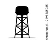 Water tower icon. Black silhouette. Side front view. Vector simple flat graphic illustration. Isolated object on white background. Isolate.