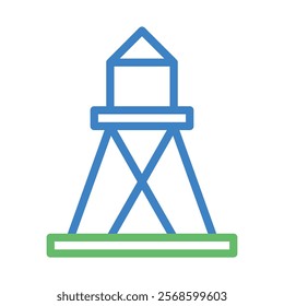 Water tower icon. Concept of water supply and storage.