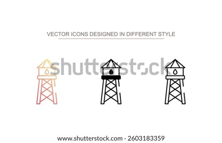 Water Tower icon design with white background stock illustration