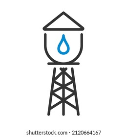 Water Tower Icon. Editable Bold Outline With Color Fill Design. Vector Illustration.