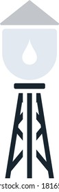 Icono de la Torre de Agua. Diseño de color plano. Ilustración vectorial.