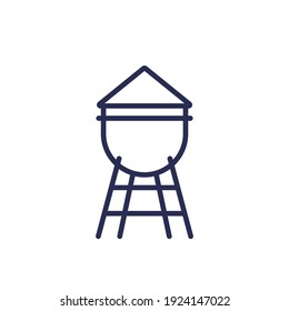 Water Tower Icon, Line Vector