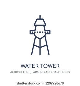 Water tower icon. Water tower linear symbol design from Agriculture, Farming and Gardening collection. Simple outline element vector illustration on white background.