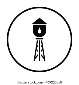 Water tower icon. Thin circle design. Vector illustration.