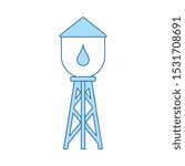 Water Tower Icon. Thin Line With Blue Fill Design. Vector Illustration.