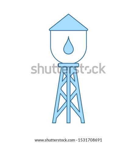 Water Tower Icon. Thin Line With Blue Fill Design. Vector Illustration.