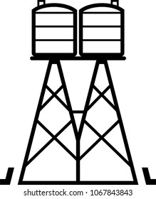 Water Tower Icon Vector Art Illustration