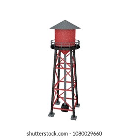 Water tower. Isolated on white background. Vector illustration. Pointillism style.