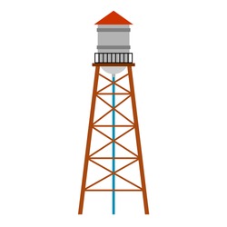Water Tower Isolated. Water-bearing Tower. Vector Illustration
