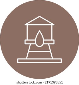 Water Tower line circle icon vector image. Can also be used for web apps, mobile apps and print media.