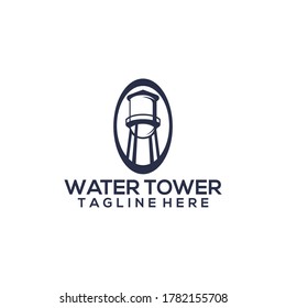 Water Tower Logo Concept On Flat Background Vector