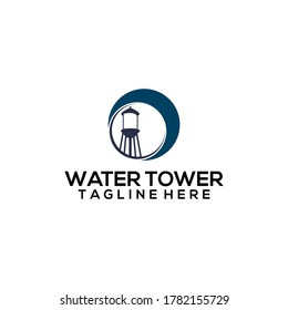 Water tower logo concept on flat background vector