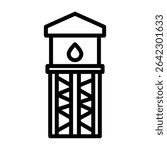Water Tower Outline bold Vector Icon which can be easily modified or Edited 