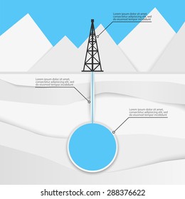 Water tower production. Paper flat design. Water resources. Water extraction. Water tower vector. Water Infographics. Business Infographics. Blue water. Water tower flat design. Vector Illustration