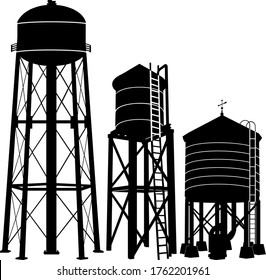 Water tower silhouette vector white background
