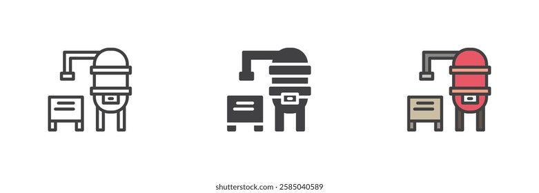 Water tower tank different style icon set. Line, glyph and filled outline colorful version, outline and filled vector sign. Symbol, logo illustration. Vector graphics