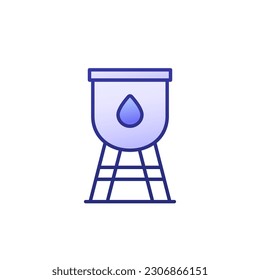 water tower, tank icon with outline