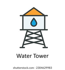 Water Tower  vector  Fill  outline Icon Design illustration. Agriculture  Symbol on White background EPS 10 File