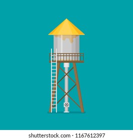 Water tower vector. Flat design. 