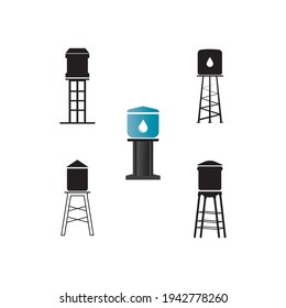 Water Tower Vector Icon Illustration Logo Design.