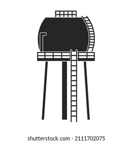 Icono vectorial de la torre de agua.Icono vector negro aislado en torre de agua de fondo blanco.