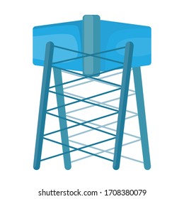 Icono vectorial de torre de agua.Icono vectorial de caricatura aislado en torre de agua de fondo blanco.