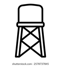 Water Tower Vector Line Icon Design