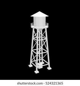 Water tower.Isolated on black background. Vector illustration.