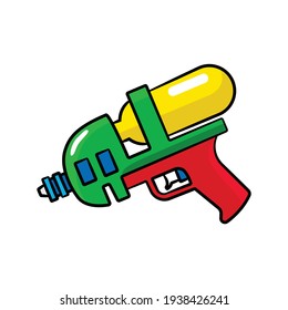 Water Toy Gun In Drawing Style Isolated Vector. Hand Drawn Object Illustration For Your Presentation, Teaching Materials Or Others.