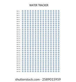 Water tracker. Habit tracker for month. Template mockup. Vector  personal organizer. Minimalist simple planner.