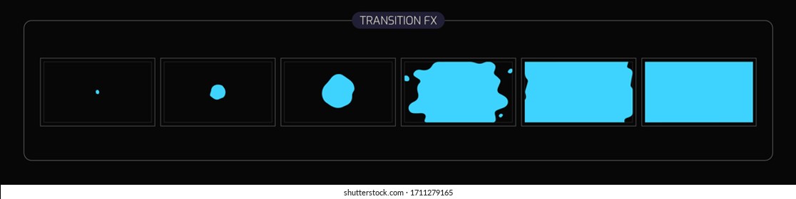 Water Transition Effect. Liquid Transitions FX Sprite Sheet Of Ready For Video Game, Cartoon, Animation And Motion Design. Colorful Scene Transition. Eps 10 Vector Illustration.