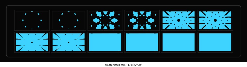 Water Transition Effect. liquid Transitions FX sprite sheet of ready for video game, cartoon, animation and motion design. colorful scene transition. eps 10 vector illustration.