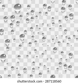 Water Transparent Drops Seamless Pattern Background. Vector Illustration