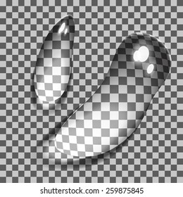 Water transparent drops set isolated vector illustration